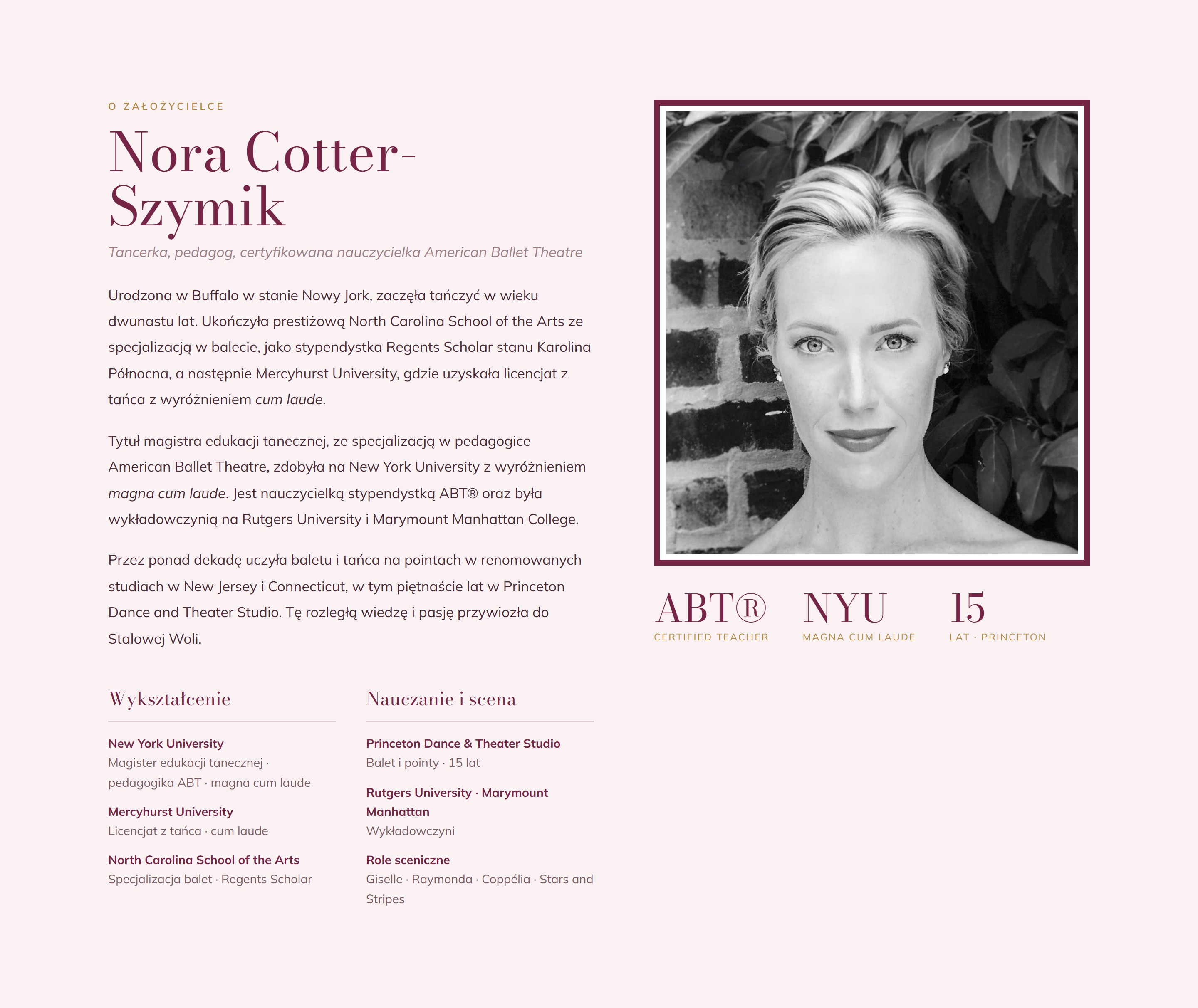 Sekcja o założycielce — Nora Cotter-Szymik